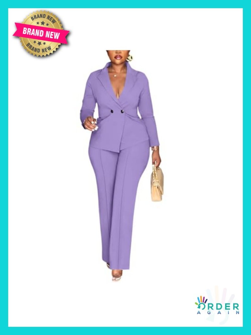 Double Breasted Blazer Pants Suit Set for Work Business Casual 2 Piece Outfits